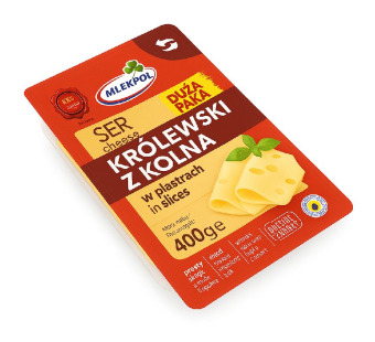 Mlekpol Królewski z Kolna — Сир Королівський нарізка напівтвердий | Польща | 0.4 кг – фото товару | Сирна Карта