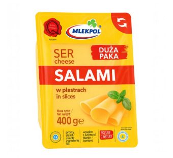 Mlekpol Ser Salami — Сир Салямі нарізка напівтвердий | Польща | 0.4 кг – фото товару | Сирна Карта