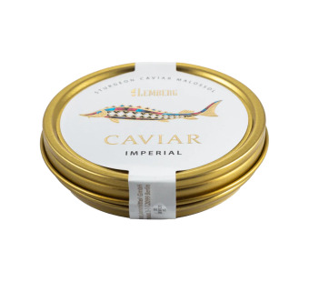 Осетровая икра Калуги "Caviar Imperial Lemberg" Германия фасовка жесть 0.1 kg - фото | Сирна Карта