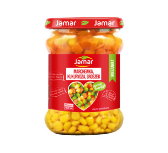 Овощной микс морковь - горох - кукуруза Jamar Польша фасовка 0.47/0.22 kg - фото | Сирна Карта