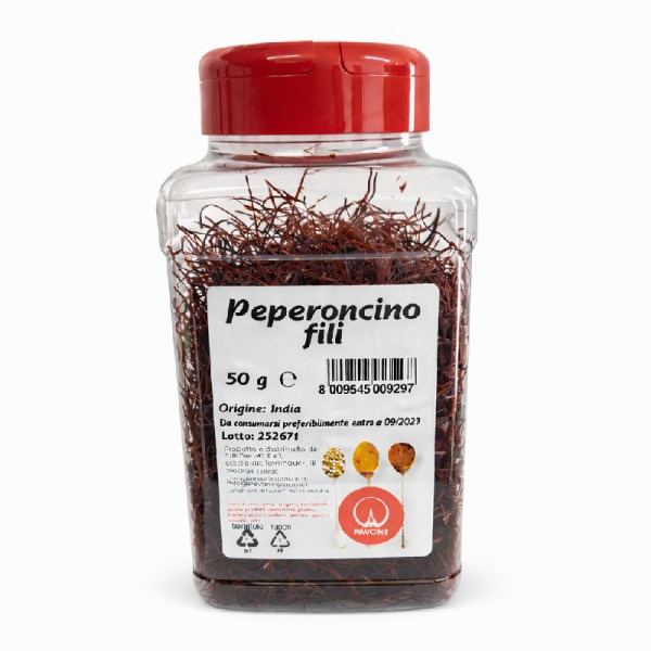 Pavone Peperoncino Fili — сушений перець чилі | Індія | 50 г – фото товару | Сирна Карта