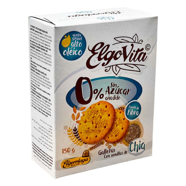Купить Печенье без сахара с семенами чиа Elgo Vita Elgorriaga Испания фасовка 0.15 kg — премиальные Печенье · Вафли от Cheese Map™ Украина