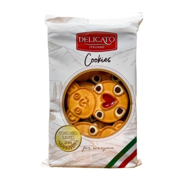 Купити Печиво ведмедик з кремом та полуничним джемом Delicato Italiano Cookies Італія фасування 0.5 kg — преміальні Печиво · Вафлі від Cheese Map™ Україна