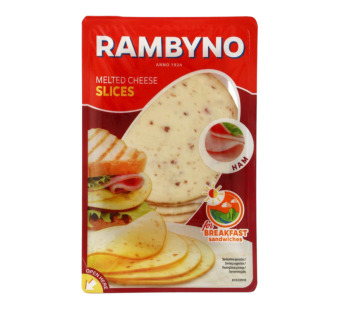 Плавленый сыр с ветчиной "Slices Ham Rambyno" 150 г – идеален для сэндвичей, ресторанов и гурманов! - фото | Сирна Карта
