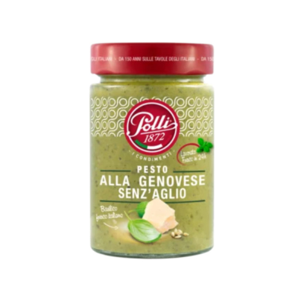Купить Pesto alla Genovese Senz’Aglio Polli 190 г — итальянский соус песто без чеснока в премиальной стеклянной упаковке!  Нежный вкус базилика и сыра — без компромиссов! — премиальные Итальянские · Пицца от Cheese Map™ Украина