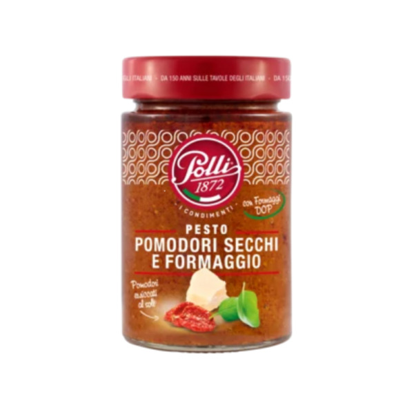 Купить Pesto Pomodori Secchi e Formaggio Polli 190 г — итальянский песто с вялеными томатами и сыром DOP!  Премиальный соус для пасты, закусок и гастро-меню HoReCa — премиальные Итальянские · Пицца от Cheese Map™ Украина