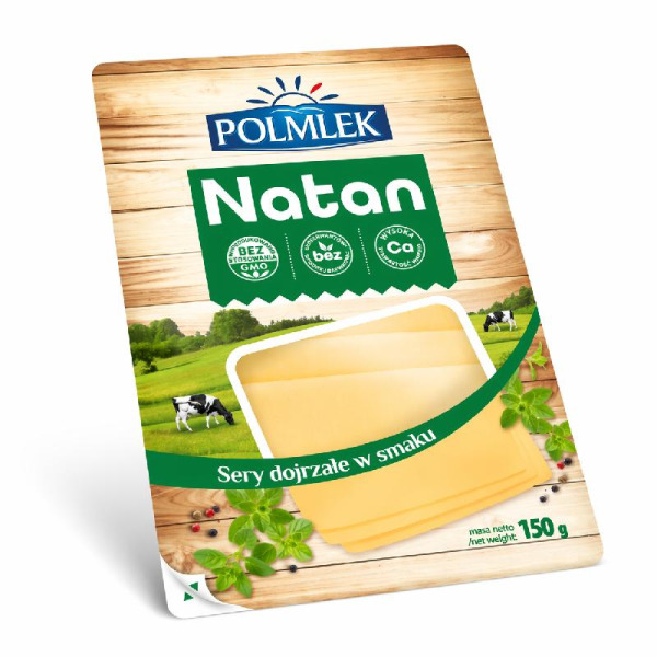 Polmlek Natan сир слайси тип Gouda 45% 150 г Польща – фото товару | Сирна Карта