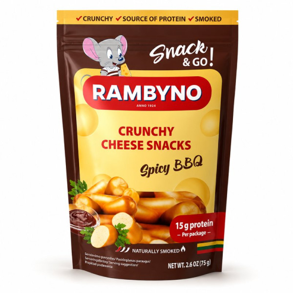 Купити Плавлений сир BBQ Snack Rambyno Spicy BBQ – пікантний смак копченого сиру! — преміальні Балтійські · Сири від Cheese Map™ Україна