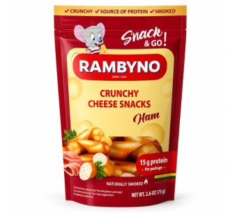 Rambyno сырные снеки копченые со вкусом ветчины 75 г Литва - фото | Сирна Карта