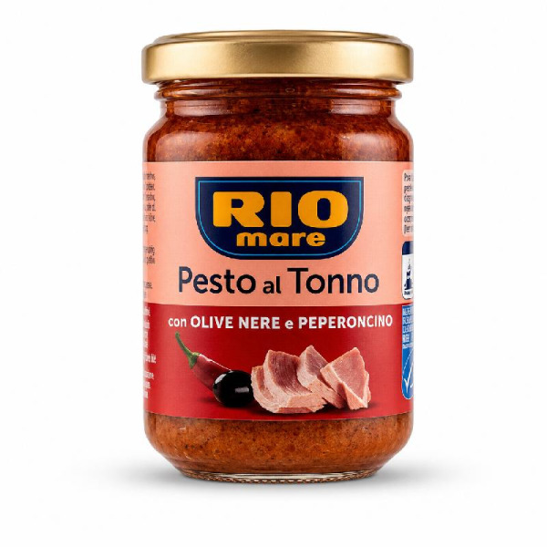 Купить Песто из тунца с черными оливками и перцем чили Rio Mare Италия фасовка стекло 0.13 kg — премиальные Итальянские · Пицца от Cheese Map™ Украина