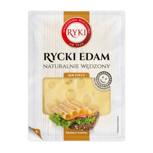 Купити Сир нарізка копчений Едам Ryki фасування 0.3 kg — преміальні Ryki · Преміальні від Cheese Map™ Україна