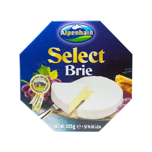 Купить Сыр с плесенью Бри Селект Alpenhain 50% фасовка 0.125 kg — премиальные Немецкие · Сыры от Cheese Map™ Украина
