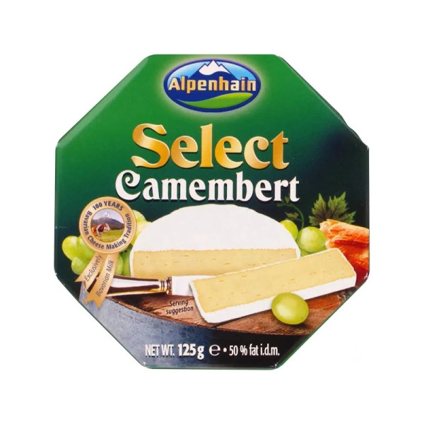 Купить Сыр с плесенью Камамбер Селект Alpenhain 50% фасовка 0.125 kg — премиальные Немецкие · Сыры от Cheese Map™ Украина