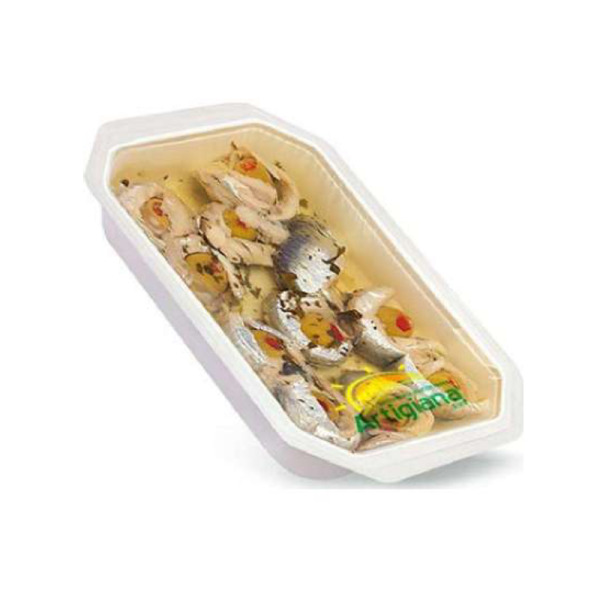 Купить Сардины с оливками Sardine con Olive Artigiana Италия фасовка пластик 0.2 kg — премиальные Морепродукты · Анчоусы от Cheese Map™ Украина