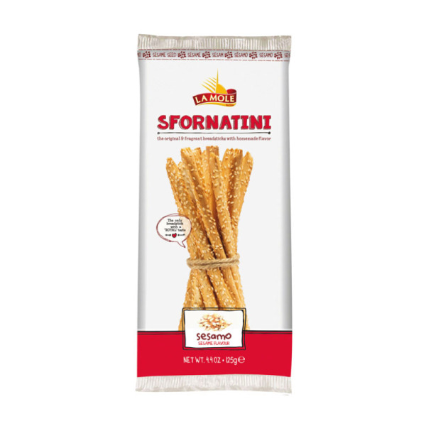 Купити Sfornatini Sesamo La Mole - хрусткі італійські хлібні палички з кунжутом!  Ідеально до вина, сиру та для HoReCa ✨ — преміальні Хлібці · Крастіні від Cheese Map™ Україна