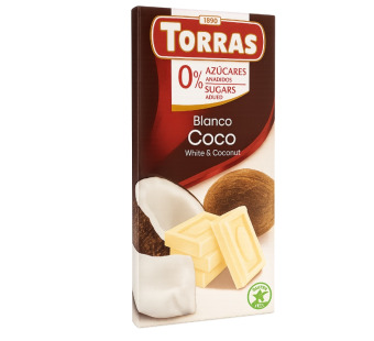 Шоколад белый без сахара "Torras Blanco Coco" с кокосом | Испания | 75 г | Сырная Карта Gourmet - фото | Сирна Карта
