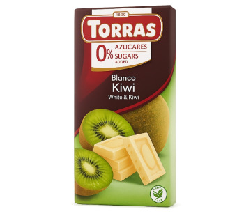 Шоколад белый без сахара "Torras Blanco Kiwi" с киви | Испания | 75 г | Сырная Карта Gourmet - фото | Сирна Карта