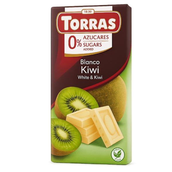 Купити Шоколад білий без цукру Torras Blanco Kiwi з ківі | Іспанія | 75 г | Сирна Карта Gourmet — преміальні Шоколад · Цукерки від Cheese Map™ Україна
