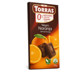 Шоколад чорний без цукру "Torras Negro Naranja" апельсин | Іспанія | 75 г | Сирна Карта Gourmet — фото | Сирна Карта