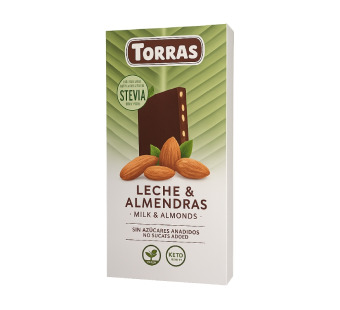 Шоколад молочный без сахара "Torras Leche & Almendras" с миндалём | Испания | 125 г | Сырная Карта Gourmet - фото | Сирна Карта
