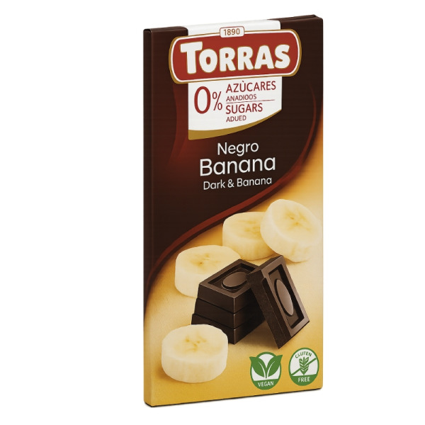 Купить Шоколад тёмный без сахара Torras Negro Banana банан | Испания | 75 г | Сырная Карта Gourmet — премиальные Шоколад · Конфеты от Cheese Map™ Украина
