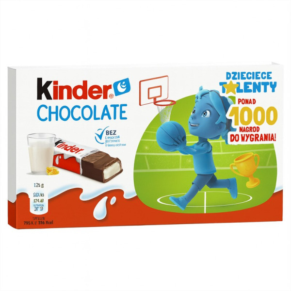 Купити Шоколадний батончик Kinder Chocolate | ніжна молочна кремова серединка, солодкий вершковий смак | преміум делікатес | Польща | 8×12,5 г – Сирна Карта — преміальні Шоколад · Цукерки від Cheese Map™ Україна