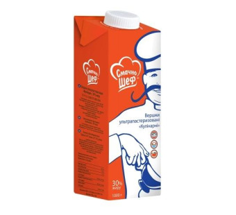 Сливки ультрапастеризованные "Смачно Шеф" 30% фасовка 1 l - фото | Сирна Карта