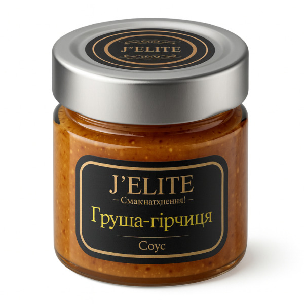 Купити Соус до сиру J’ELITE «Груша-гірчиця» 165 г – преміум-делікатес для гурманів та HoReCa — преміальні Джеми · Мед від Cheese Map™ Україна