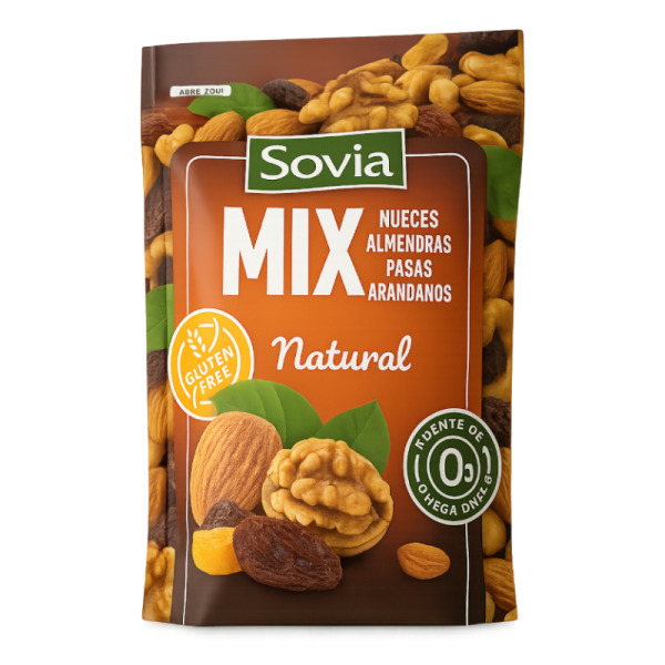 Купить Sovia MIX Natural — орехово-фруктовая смесь без добавок | Европейский Союз | 0.2 кг — премиальные Орехи · Сухофрукты от Cheese Map™ Украина