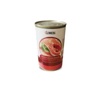 Стейки Кеты в собственном соку "Lemberg" фасовка жесть 0.418 kg - фото | Сирна Карта