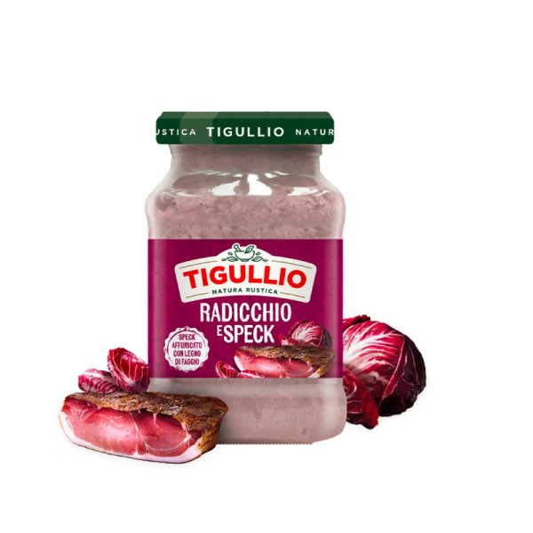 Купити Tigullio Radicchio e Speck 185 г – італійський соус-преміум з радиккіо та копченим шпеком для пасти та гурманів!  Автентичний смак Італії у кожній ложці – ідеально для HoReCa та домашньої кухні. — преміальні Преміальні · Трюфельні від Cheese Map™ У