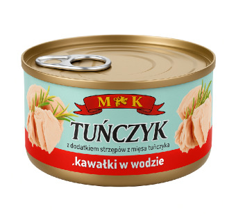 Тунец в воде M&K kawałki – премиальное качество, чистый вкус и универсальность в каждом кусочке!  Идеален для салатов, ресторанных закусок и диетического питания. - фото | Сирна Карта