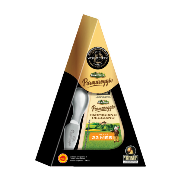 Купить Сыр твердый Пармезан с ножом для сыра Parmigiano Reggiano Parmareggio 22 месяцев фасовка 0.2 kg — премиальные Итальянские · Сыры от Cheese Map™ Украина