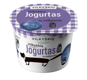 Vilkyškių Yogurt Blueberry — Йогурт с ягодами черники 3.5% | Литва | 0.2 кг – фото товару | Сирна Карта