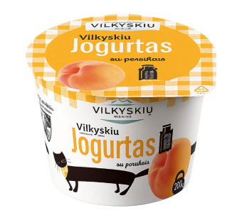 Vilkyškių Yogurt Peach — Йогурт с кусочками персика 3.5% | Литва | 0.2 кг - фото | Сирна Карта