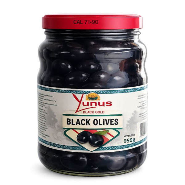 Yunus Black Gold оливки чорні з кісточкою 950 г Туреччина – фото товару | Сирна Карта