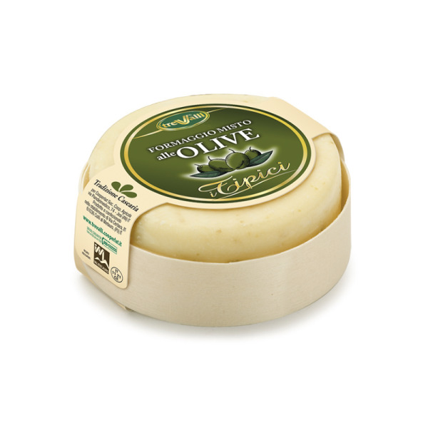 Купити Сир з оливками Качотта Formaggio misto alle olive  Trevalli  фасування 0.18 kg — преміальні Італійські · Сири від Cheese Map™ Україна