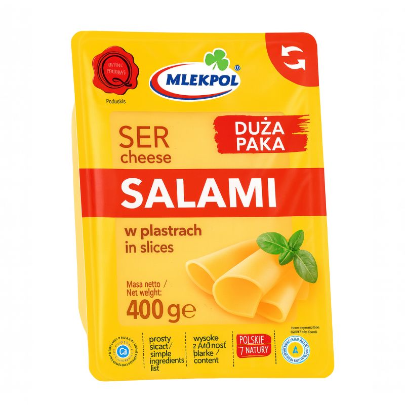 Mlekpol Ser Salami — Сир Салямі нарізка напівтвердий | Польща | 0.4 кг - фото | Сирна Карта
