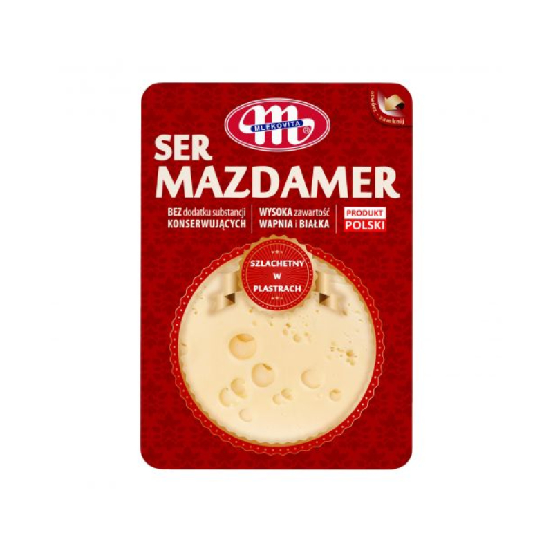 Сир нарізка Маздамер "Mlekovita" фасування 0.1 kg - фото | Сирна Карта