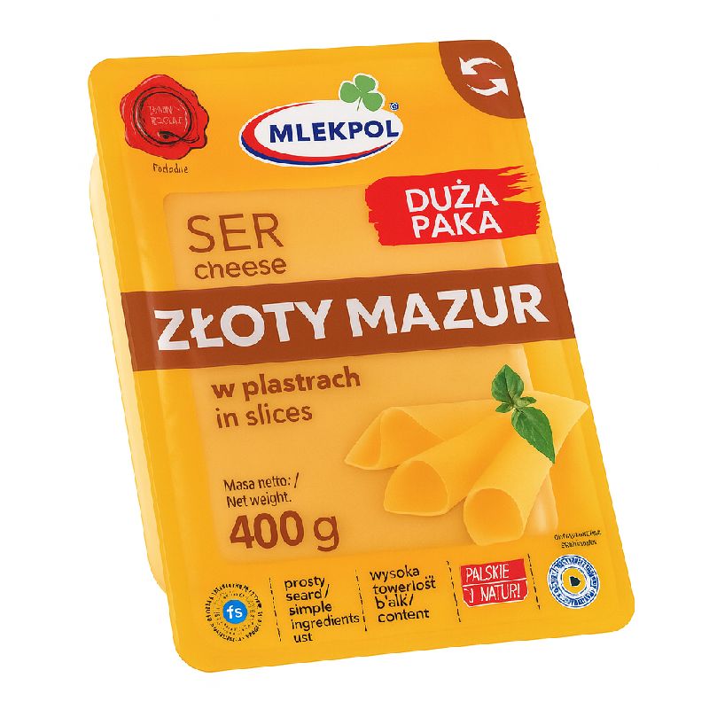 Mlekpol Złoty Mazur 40% — напівтвердий сир | Польща | 400 г - фото | Сирна Карта