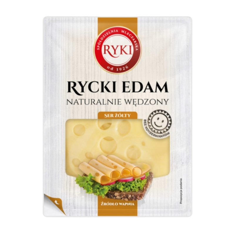 Ryki Edam сыр нарезка копченый 45% 300 г Польша - фото | Сирна Карта