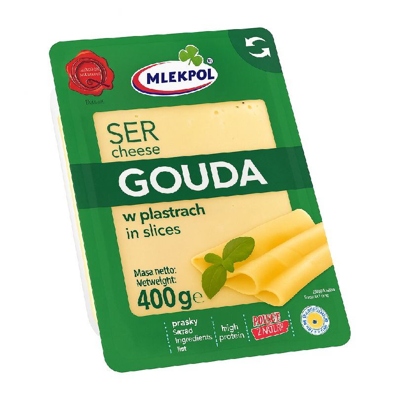 Mlekpol Gouda — Сир Гауда нарізка напівтвердий | Польща | 0.4 кг - фото | Сирна Карта