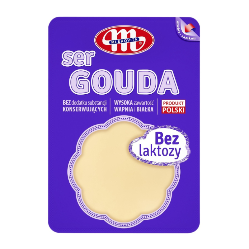 Mlekovita Gouda сир нарізка безлактозний 45% 150 г Польща - фото | Сирна Карта