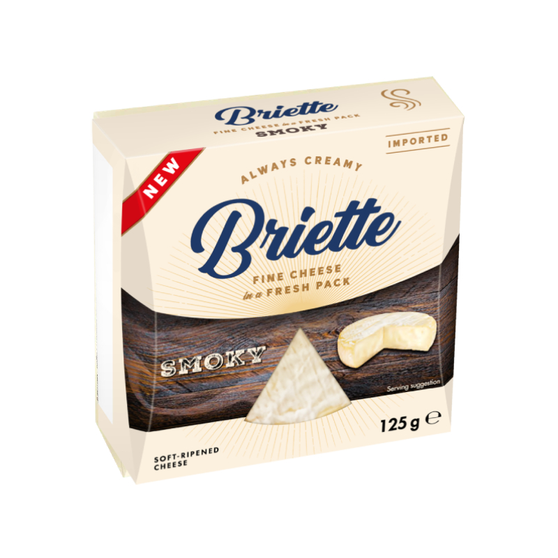 Briette Brie тип Smoky сир м’який копчений 60% 125 г Німеччина – фото товару | Сирна Карта