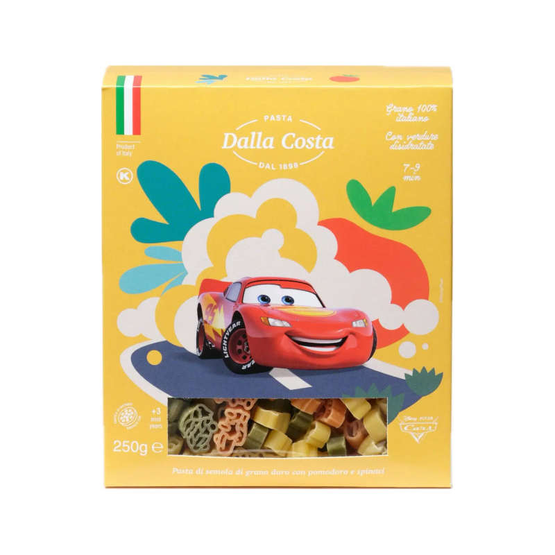 Dalla Costa паста Disney Cars томат та шпинат 250 г - фото | Сирна Карта