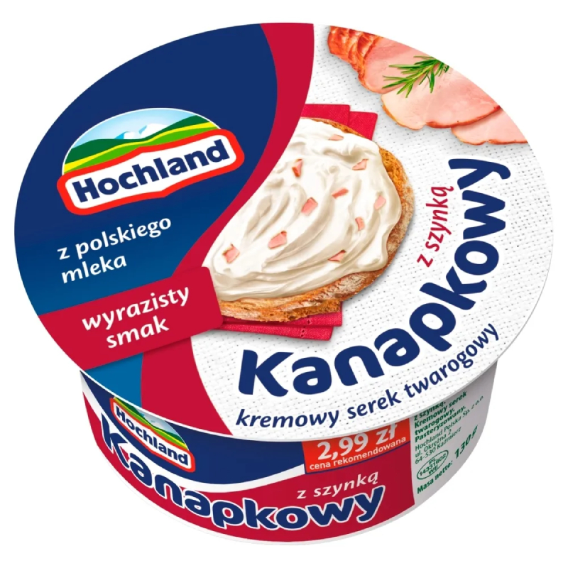 Hochland Kanapkowy сир вершковий з шинкою 130 г Польща - фото | Сирна Карта