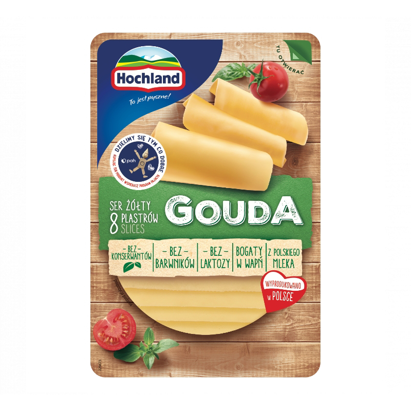 Hochland Gauda сир нарізка 45% 135 г Польща - фото | Сирна Карта