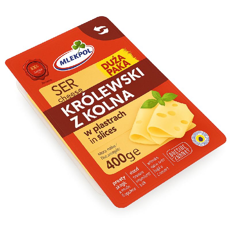 Mlekpol Królewski z Kolna — Сир Королівський нарізка напівтвердий | Польща | 0.4 кг - фото | Сирна Карта