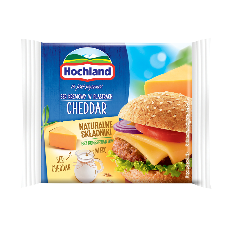 Hochland Cheddar сир тостовий 45% 130 г Польща - фото | Сирна Карта