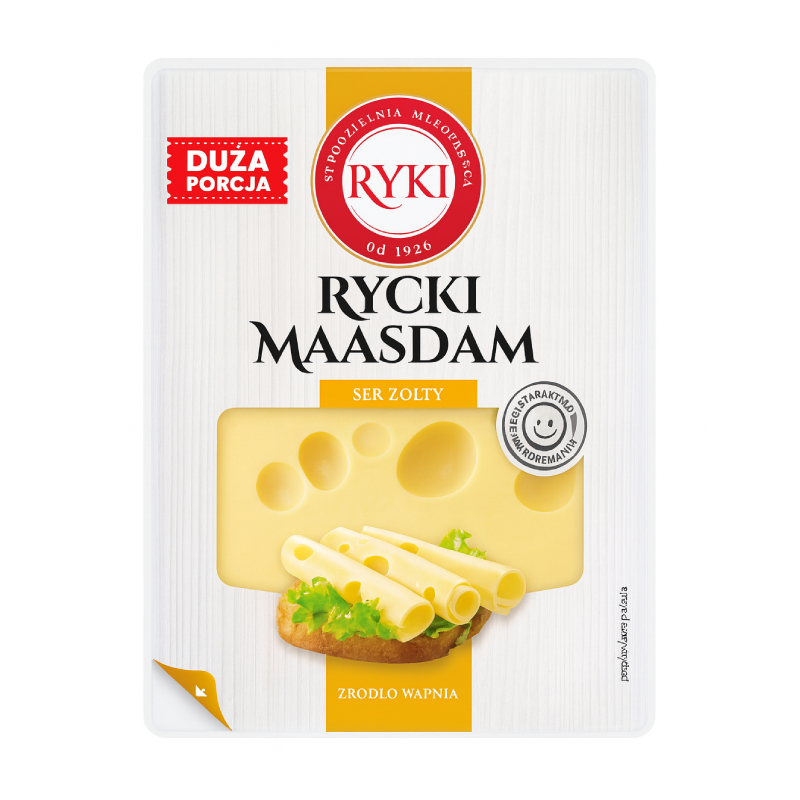 Ryki Maasdam сир нарізка 45% 300 г Польща - фото | Сирна Карта